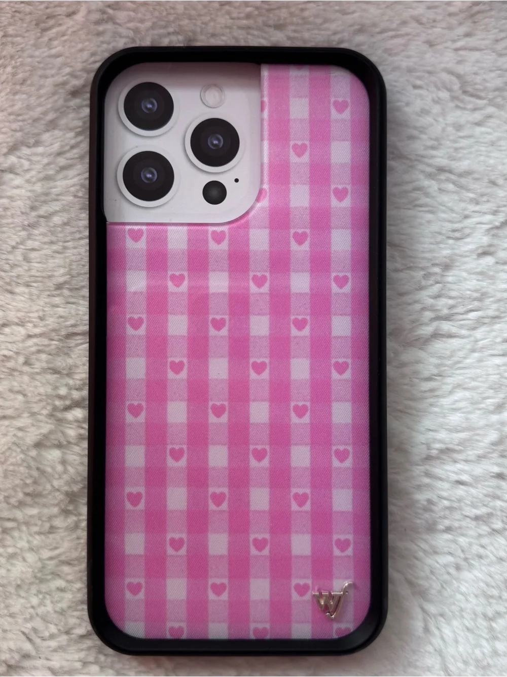 Wildflower iPhone Case X Gingham Hearts Pink